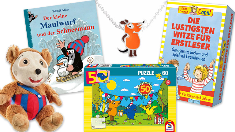 Wir verlosen tolle Preise rund um sie Sendung mit der Maus und Hauptdarstellerinnen und Hauptdarsteller.